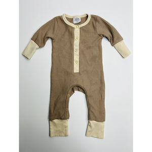 Orcas Lucille Waffle Knit Romper Infant Size 0-3 Months Tan Beige Neutral Outfit